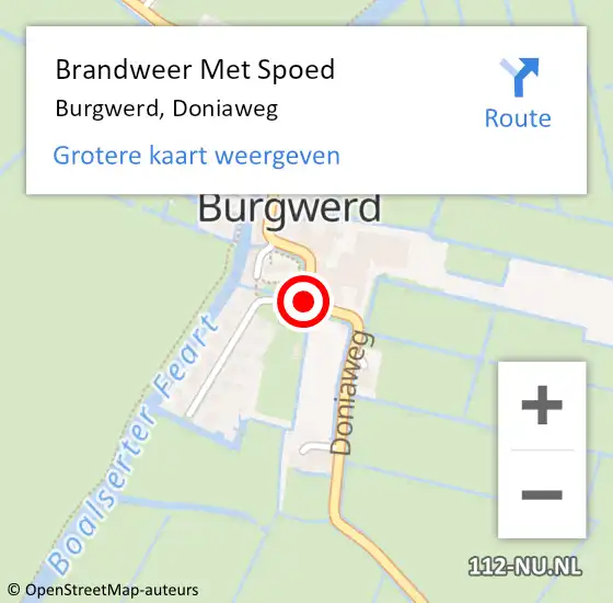 Locatie op kaart van de 112 melding: Brandweer Met Spoed Naar Burgwerd, Doniaweg op 5 oktober 2017 11:55