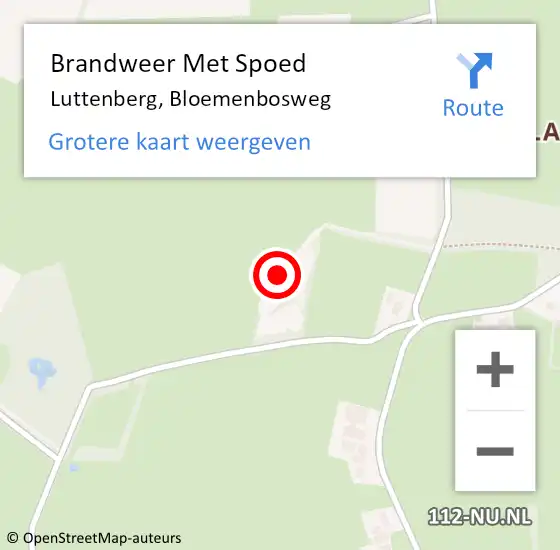 Locatie op kaart van de 112 melding: Brandweer Met Spoed Naar Luttenberg, Bloemenbosweg op 5 oktober 2017 12:03