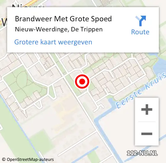 Locatie op kaart van de 112 melding: Brandweer Met Grote Spoed Naar Nieuw-Weerdinge, De Trippen op 5 oktober 2017 12:12