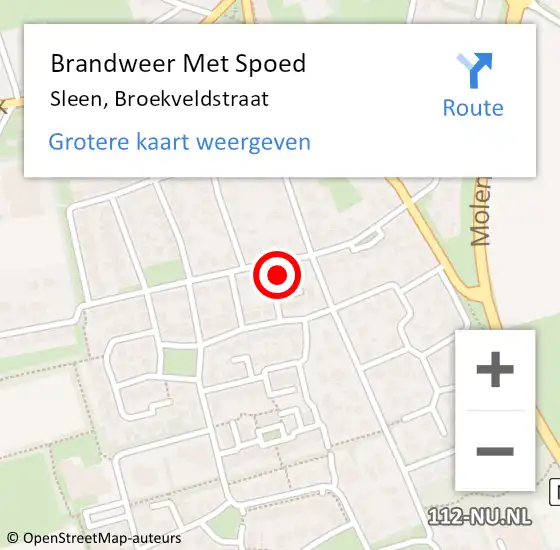 Locatie op kaart van de 112 melding: Brandweer Met Spoed Naar Sleen, Broekveldstraat op 5 oktober 2017 12:26