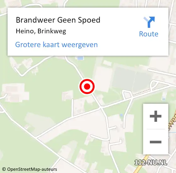 Locatie op kaart van de 112 melding: Brandweer Geen Spoed Naar Heino, Brinkweg op 5 oktober 2017 12:27