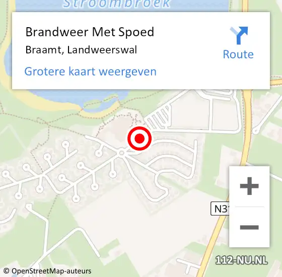 Locatie op kaart van de 112 melding: Brandweer Met Spoed Naar Braamt, Landweerswal op 5 oktober 2017 12:29