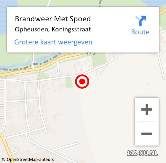 Locatie op kaart van de 112 melding: Brandweer Met Spoed Naar Opheusden, Koningsstraat op 5 oktober 2017 12:45