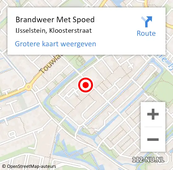 Locatie op kaart van de 112 melding: Brandweer Met Spoed Naar IJsselstein, Kloosterstraat op 5 oktober 2017 13:06