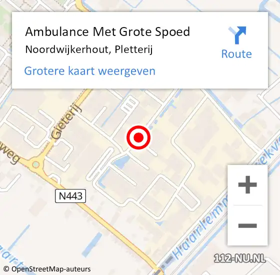 Locatie op kaart van de 112 melding: Ambulance Met Grote Spoed Naar Noordwijkerhout, Pletterij op 5 oktober 2017 13:06