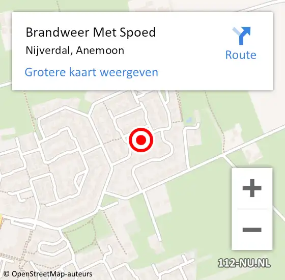 Locatie op kaart van de 112 melding: Brandweer Met Spoed Naar Nijverdal, Anemoon op 5 oktober 2017 13:06