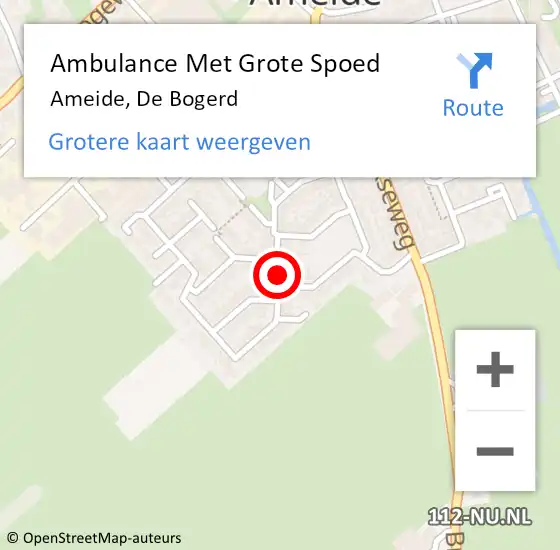 Locatie op kaart van de 112 melding: Ambulance Met Grote Spoed Naar Ameide, De Bogerd op 5 oktober 2017 13:21