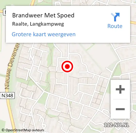 Locatie op kaart van de 112 melding: Brandweer Met Spoed Naar Raalte, Langkampweg op 5 oktober 2017 13:29