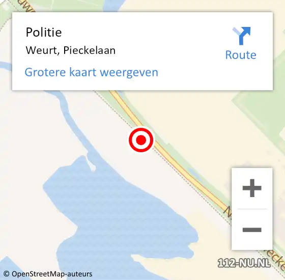 Locatie op kaart van de 112 melding: Politie Weurt, Pieckelaan op 5 oktober 2017 14:07