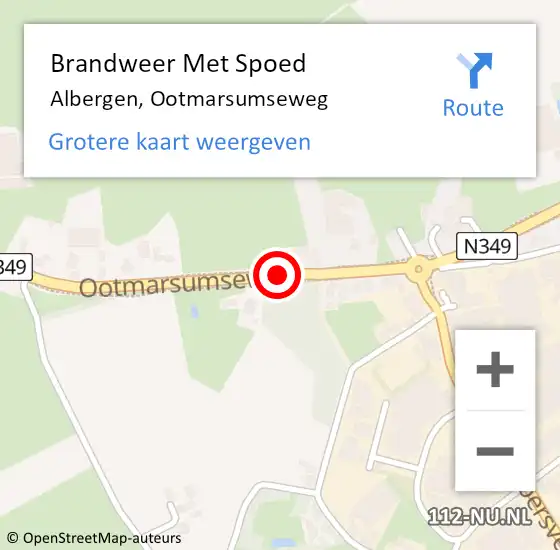 Locatie op kaart van de 112 melding: Brandweer Met Spoed Naar Albergen, Ootmarsumseweg op 5 oktober 2017 14:09