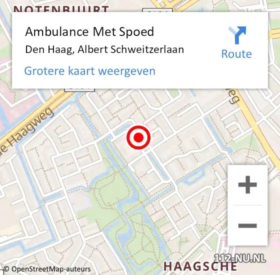 Locatie op kaart van de 112 melding: Ambulance Met Spoed Naar Den Haag, Albert Schweitzerlaan op 5 oktober 2017 16:22
