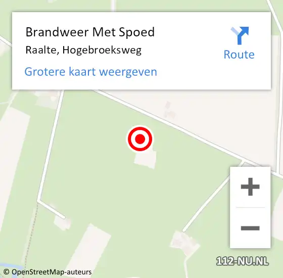 Locatie op kaart van de 112 melding: Brandweer Met Spoed Naar Raalte, Hogebroeksweg op 5 oktober 2017 17:10