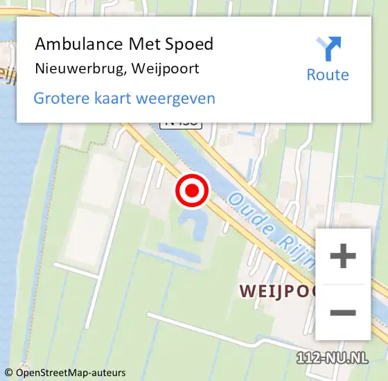 Locatie op kaart van de 112 melding: Ambulance Met Spoed Naar Nieuwerbrug, Weijpoort op 5 oktober 2017 17:17