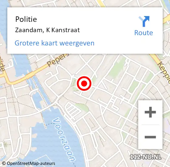 Locatie op kaart van de 112 melding: Politie Zaandam, K Kanstraat op 5 oktober 2017 17:24