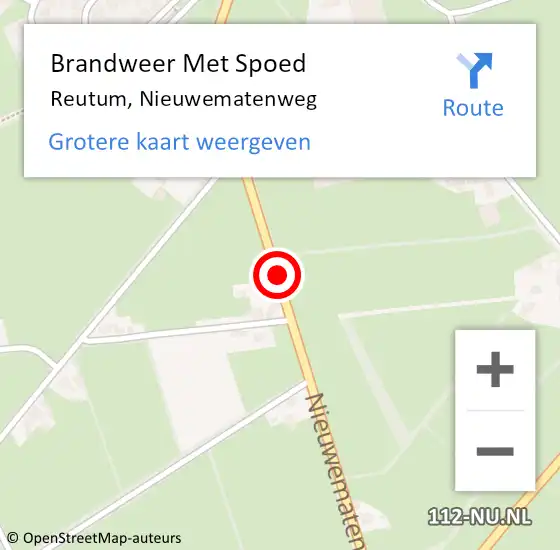 Locatie op kaart van de 112 melding: Brandweer Met Spoed Naar Reutum, Nieuwematenweg op 5 oktober 2017 17:30