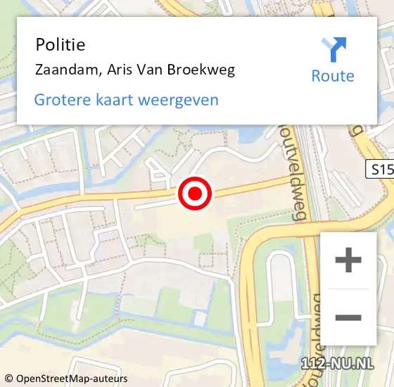 Locatie op kaart van de 112 melding: Politie Zaandam, Aris Van Broekweg op 5 oktober 2017 17:33