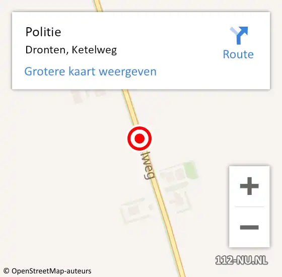 Locatie op kaart van de 112 melding: Politie Dronten, Ketelweg op 5 oktober 2017 17:50