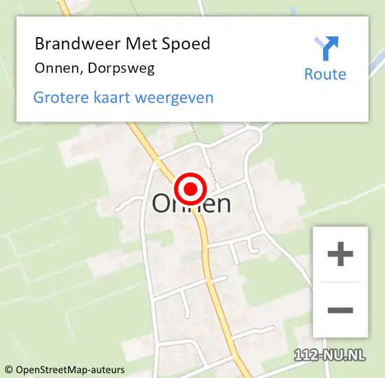 Locatie op kaart van de 112 melding: Brandweer Met Spoed Naar Onnen, Dorpsweg op 5 oktober 2017 17:54