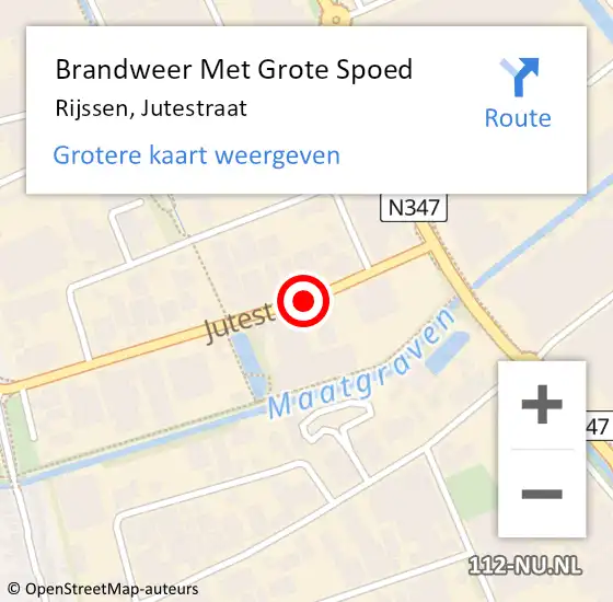 Locatie op kaart van de 112 melding: Brandweer Met Grote Spoed Naar Rijssen, Jutestraat op 5 oktober 2017 17:55