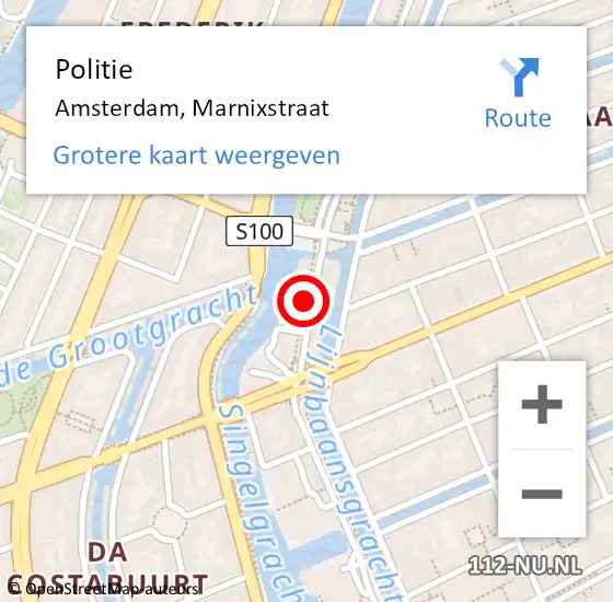 Locatie op kaart van de 112 melding: Politie Amsterdam, Marnixstraat op 5 oktober 2017 18:14