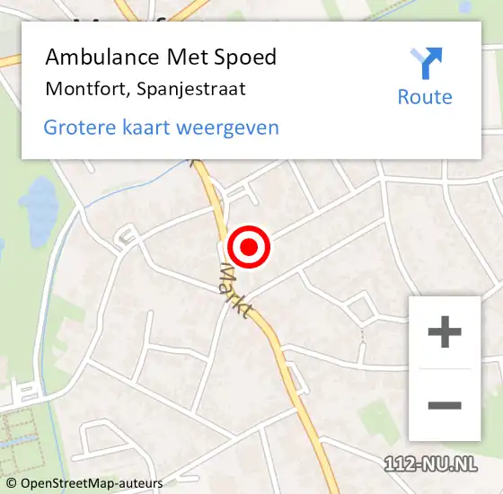 Locatie op kaart van de 112 melding: Ambulance Met Spoed Naar Montfort, Spanjestraat op 5 oktober 2017 18:24