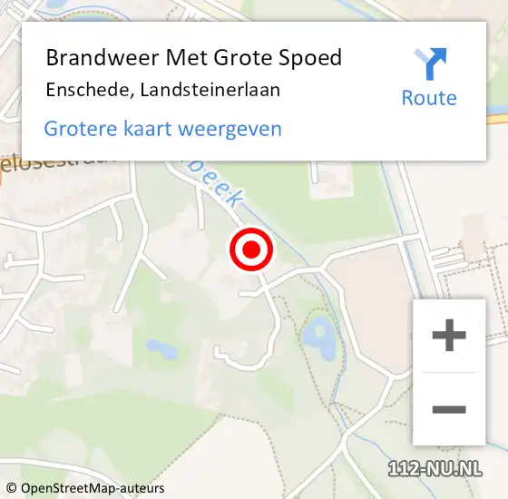 Locatie op kaart van de 112 melding: Brandweer Met Grote Spoed Naar Enschede, Landsteinerlaan op 5 oktober 2017 18:52