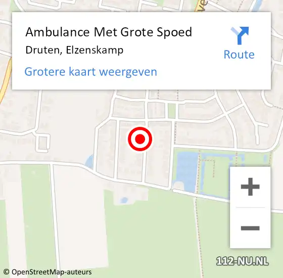 Locatie op kaart van de 112 melding: Ambulance Met Grote Spoed Naar Druten, Elzenskamp op 5 oktober 2017 19:31