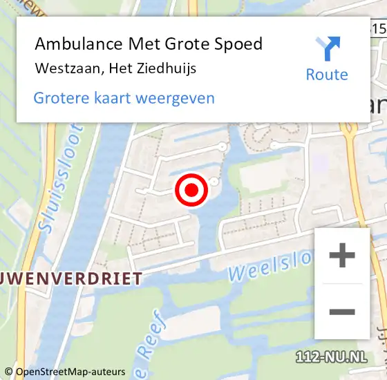 Locatie op kaart van de 112 melding: Ambulance Met Grote Spoed Naar Westzaan, Het Ziedhuijs op 5 oktober 2017 19:39