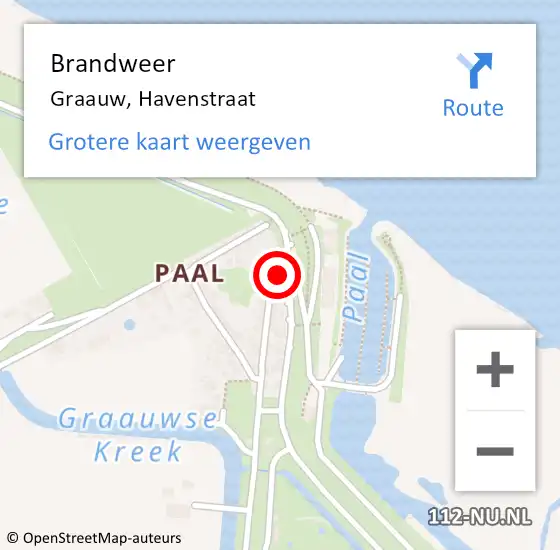 Locatie op kaart van de 112 melding: Brandweer Graauw, Havenstraat op 5 oktober 2017 20:00