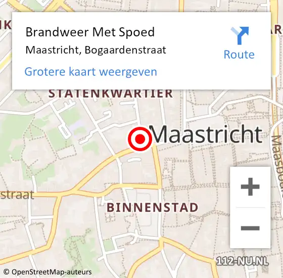 Locatie op kaart van de 112 melding: Brandweer Met Spoed Naar Maastricht, Bogaardenstraat op 5 oktober 2017 20:08