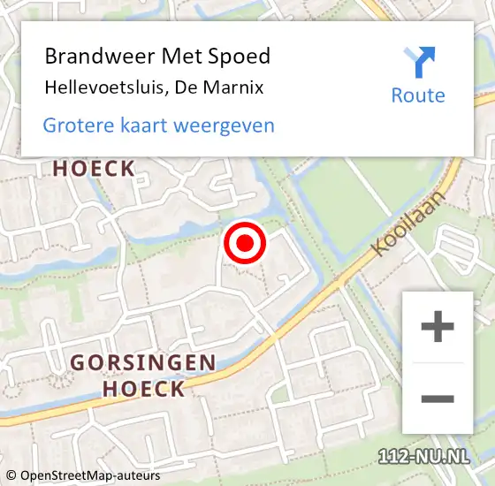 Locatie op kaart van de 112 melding: Brandweer Met Spoed Naar Hellevoetsluis, De Marnix op 5 oktober 2017 20:09