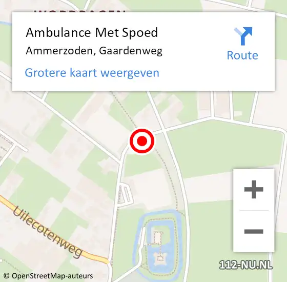 Locatie op kaart van de 112 melding: Ambulance Met Spoed Naar Ammerzoden, Gaardenweg op 5 oktober 2017 20:09