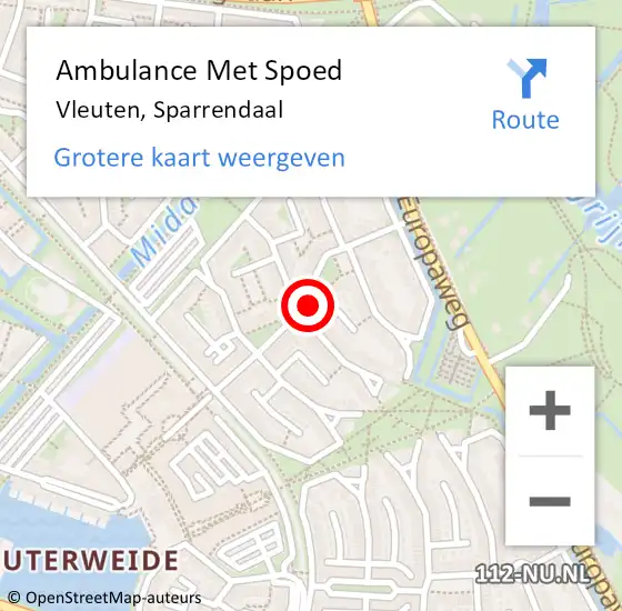 Locatie op kaart van de 112 melding: Ambulance Met Spoed Naar Vleuten, Sparrendaal op 5 oktober 2017 20:20