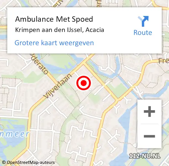 Locatie op kaart van de 112 melding: Ambulance Met Spoed Naar Krimpen aan den IJssel, Acacia op 5 oktober 2017 20:59