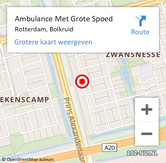 Locatie op kaart van de 112 melding: Ambulance Met Grote Spoed Naar Rotterdam, Bolkruid op 5 oktober 2017 21:13