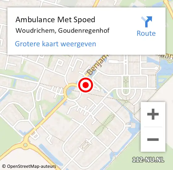 Locatie op kaart van de 112 melding: Ambulance Met Spoed Naar Woudrichem, Goudenregenhof op 5 oktober 2017 21:56