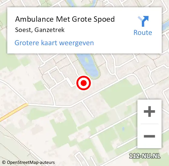 Locatie op kaart van de 112 melding: Ambulance Met Grote Spoed Naar Soest, Ganzetrek op 5 oktober 2017 22:04