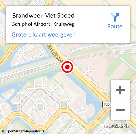 Locatie op kaart van de 112 melding: Brandweer Met Spoed Naar Schiphol Airport, Kruisweg op 5 oktober 2017 22:06