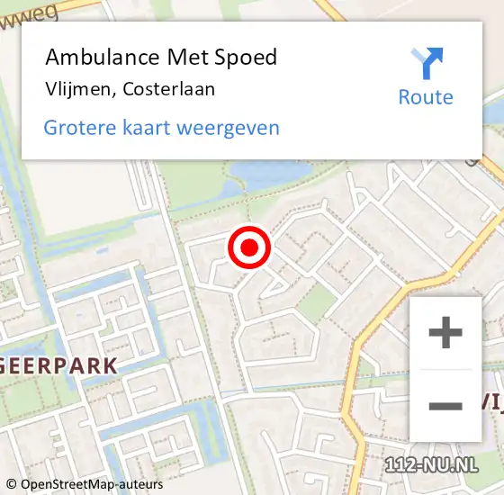 Locatie op kaart van de 112 melding: Ambulance Met Spoed Naar Vlijmen, Costerlaan op 5 oktober 2017 23:13