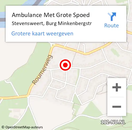Locatie op kaart van de 112 melding: Ambulance Met Grote Spoed Naar Stevensweert, Burg Minkenbergstr op 5 oktober 2017 23:21
