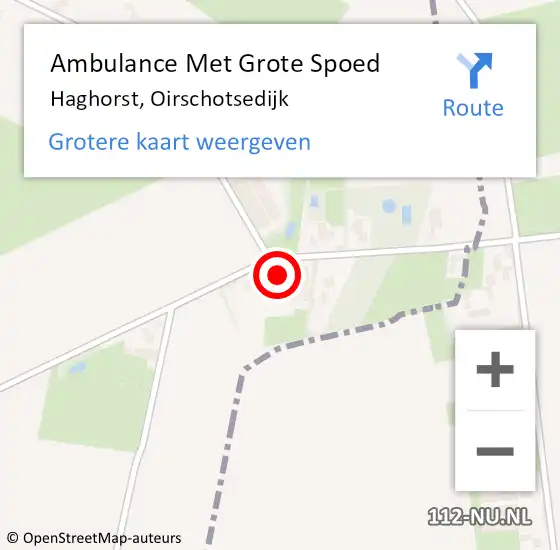 Locatie op kaart van de 112 melding: Ambulance Met Grote Spoed Naar Haghorst, Oirschotsedijk op 6 oktober 2017 01:09