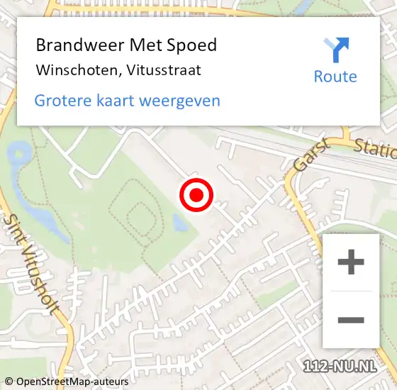 Locatie op kaart van de 112 melding: Brandweer Met Spoed Naar Winschoten, Vitusstraat op 6 oktober 2017 02:05