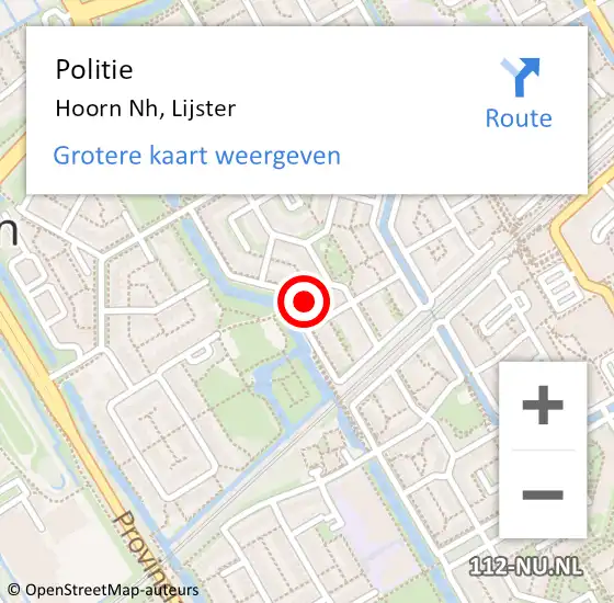 Locatie op kaart van de 112 melding: Politie Hoorn Nh, Lijster op 6 oktober 2017 04:10