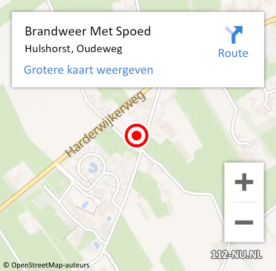 Locatie op kaart van de 112 melding: Brandweer Met Spoed Naar Hulshorst, Oudeweg op 6 oktober 2017 07:22