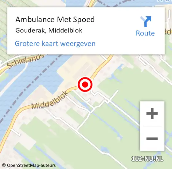 Locatie op kaart van de 112 melding: Ambulance Met Spoed Naar Gouderak, Middelblok op 6 oktober 2017 07:42