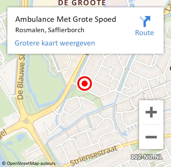 Locatie op kaart van de 112 melding: Ambulance Met Grote Spoed Naar Rosmalen, Saffierborch op 6 oktober 2017 08:42