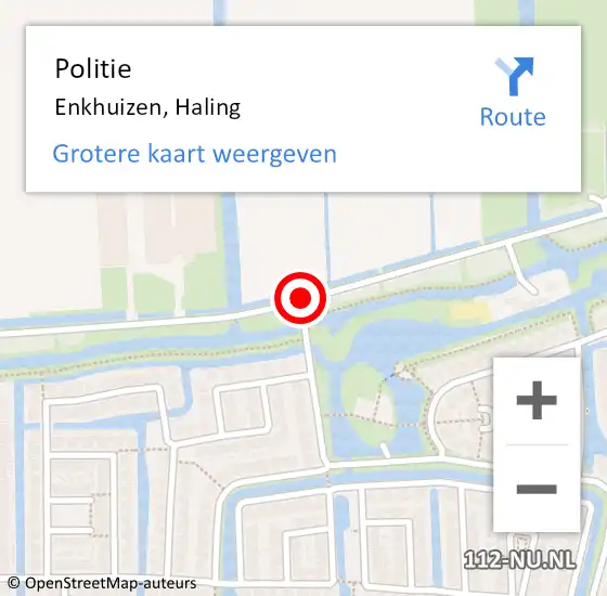 Locatie op kaart van de 112 melding: Politie Enkhuizen, Haling op 6 oktober 2017 09:19