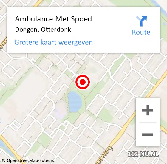 Locatie op kaart van de 112 melding: Ambulance Met Spoed Naar Dongen, Otterdonk op 6 oktober 2017 09:49