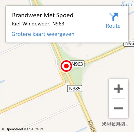 Locatie op kaart van de 112 melding: Brandweer Met Spoed Naar Kiel-Windeweer, N963 op 6 oktober 2017 09:49