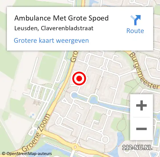 Locatie op kaart van de 112 melding: Ambulance Met Grote Spoed Naar Leusden, Claverenbladstraat op 6 oktober 2017 09:57